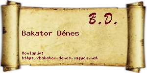 Bakator Dénes névjegykártya